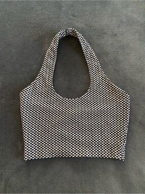 Bear Dance Black and White Crop Halter Tank